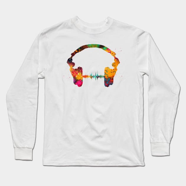 Headphone Long Sleeve T-Shirt by erzebeth